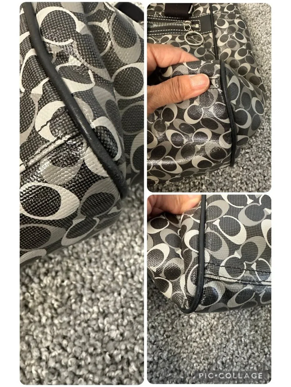 Coach 2011 Black Gray Diaper Bag Coated Changing Pad Shoulder Strap Crossbody